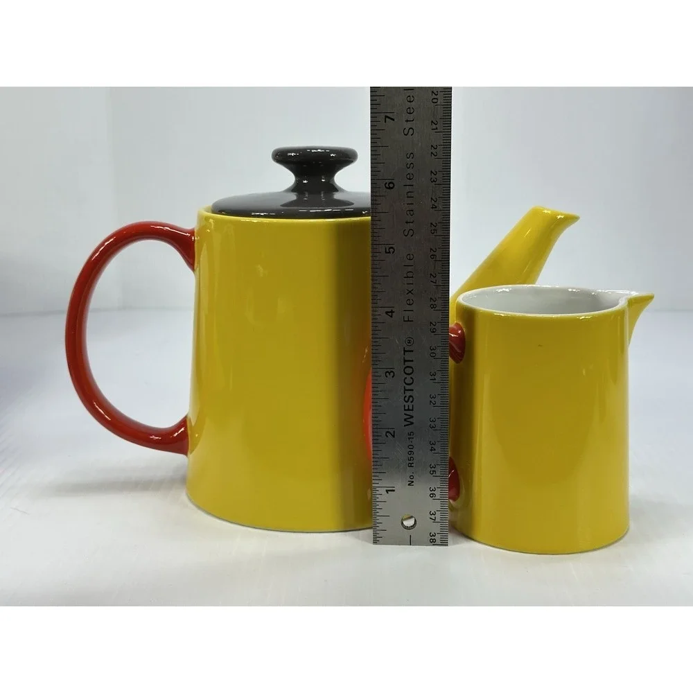 Jansen+co‎ Jansen Co Teapot Creamer Yellow Gray Red Coffee Tea Kitchenware